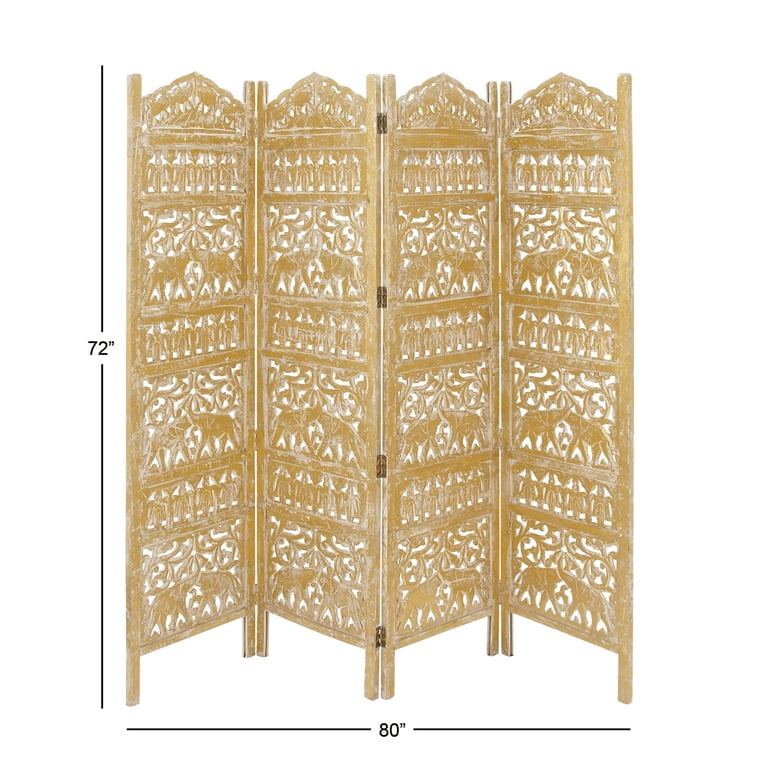 Gray Wash 4 Panel With Scroll Work Room Divider Screen Gray Wash 4 Panel With Scroll Work Room Divider Screen