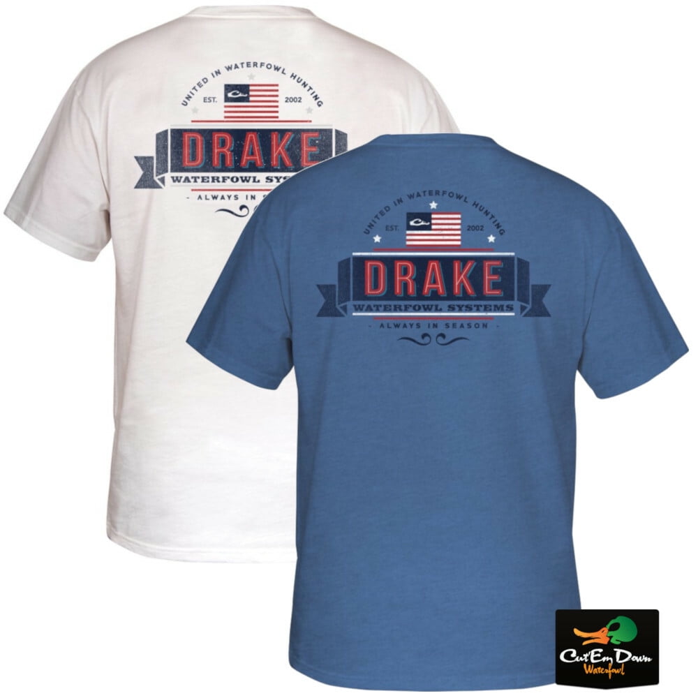 NEW DRAKE WATERFOWL SYSTEMS PATRIOT LOGO S/S T-SHIRT TEE 
