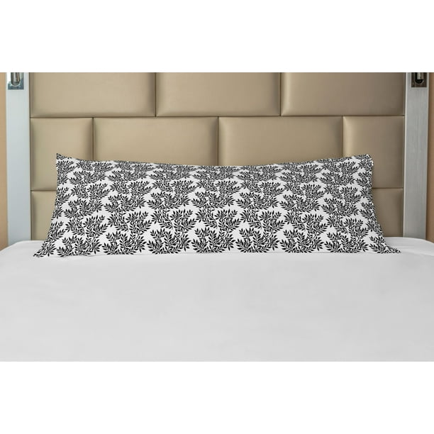 Black and White Body Pillow Case Cover with Zipper, Abstract Branch