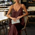 thumbnail image 4 of Tqyyweavej Jumpsuits for Women Sleeveless One Piece Deep V Neck Palazzo Overalls Wide Leg Spaghetti Strap Satin Romper with Pockets, 4 of 8