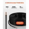 thumbnail image 2 of VEVOR 4 AWG THHN Wire, 19-Stranded, 100% OFC Copper Electrical Building Wire with Nylon Jacket, Rated for Up to 600 Volts, for Indoor & Outdoor Use, Commercial, Industrial, Residential, Black, 2 of 9