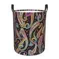 thumbnail image 1 of Balery Watercolor Romantic Paisley Cesta de ropa redonda con asas, impermeable, independiente, para ropa, juguetes, dormitorio y familia-Small, 1 of 6