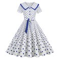 thumbnail image 1 of Robes d'Été pour Femmes 2023 Robes pour Femmes Liquidation Mode Femmes Été Robe à Col en V Style Poupée Robe à Pois Robe Plissée à Manches Courtes, 1 of 6