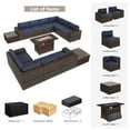 thumbnail image 4 of unmthink 13-Piece Rattan Sectional Patio Furniture Set with Fire Pit Table, 2 Coffee Tables, Blue, 4 of 8