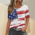 thumbnail image 1 of YLHFASHION T-Shirts Graphiques pour Femmes 4 Juillet Col Rond 2025 Drapeau Américain Manches Courtes Indépendance T-shirt d'Été Liquidation T-shirt à Manches Courtes pour Femmes, 1 of 5