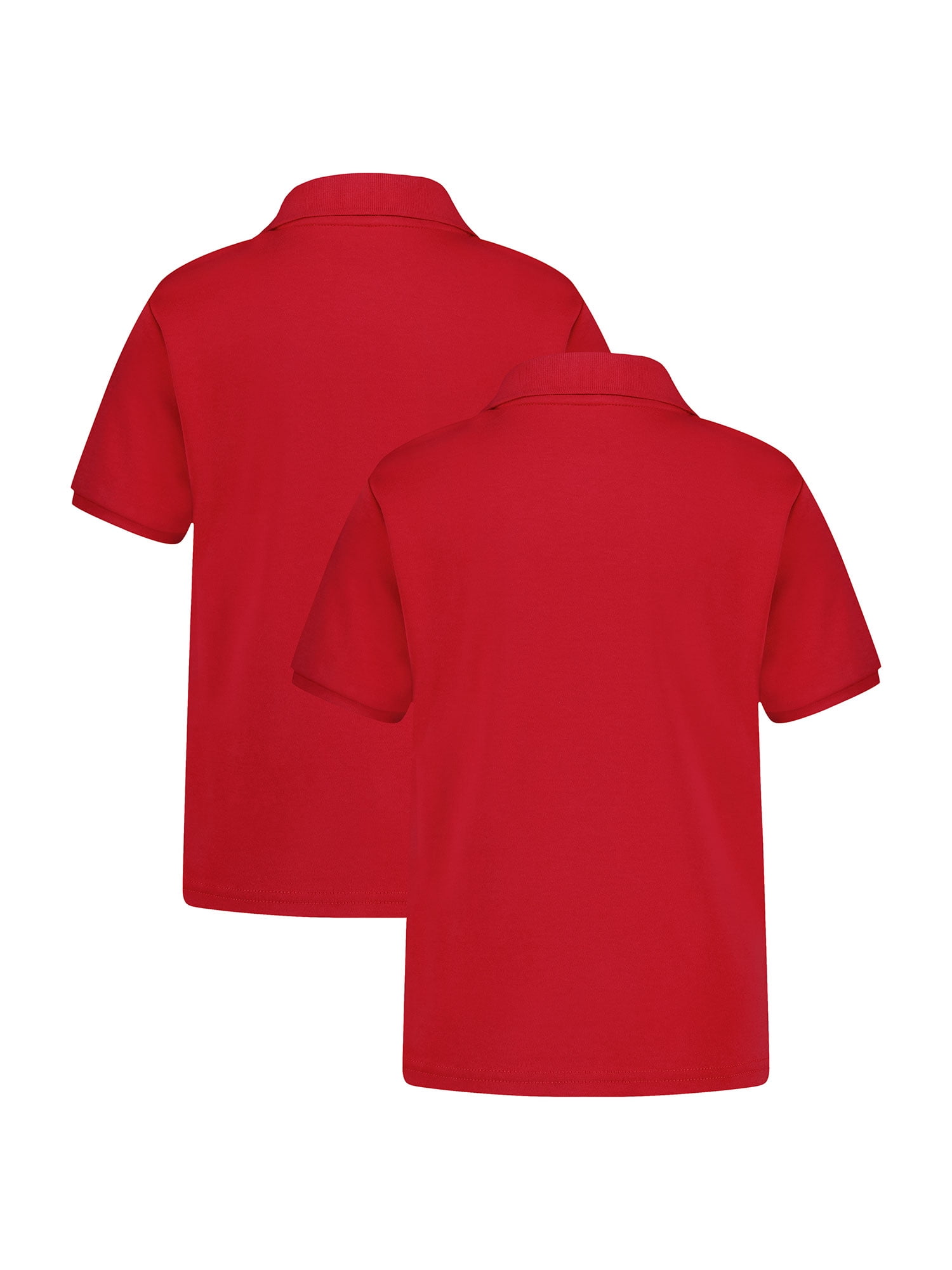 Wonder Nation Girls School Uniform Short Sleeve Performance Polo Shirt, 2-Pack, Sizes 4-18