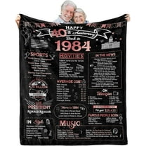 40th Anniversary Blanket Gifts Gift for 40th Wedding Anniversary Ruby Wedding Forty Years of Marriage Gifts for Couple Wife Husband Dad Mom Parents Back in 1984 Throw Blanket 50x60 Inch