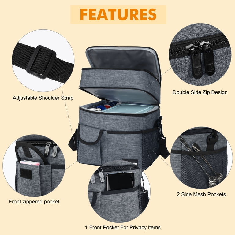 Tirrinia Large Insulated Lunch Bag, Dual Compartment photo 4