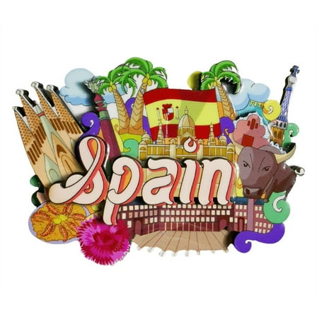 Spain 3D Fridge Magnet Souvenir Gift,Resin Handmade Spain Refrigerator Magnet Home Decoration Collection