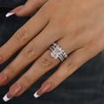 thumbnail image 3 of Kalapi Jewel 1.9 Ct Radiant Cut Moissanite Anniversary Trio Set Ring for Her - 14K White Gold Plated Engagement Ring with Band - Gifts for Women's - Criss Cross Ring with Band, 3 of 3