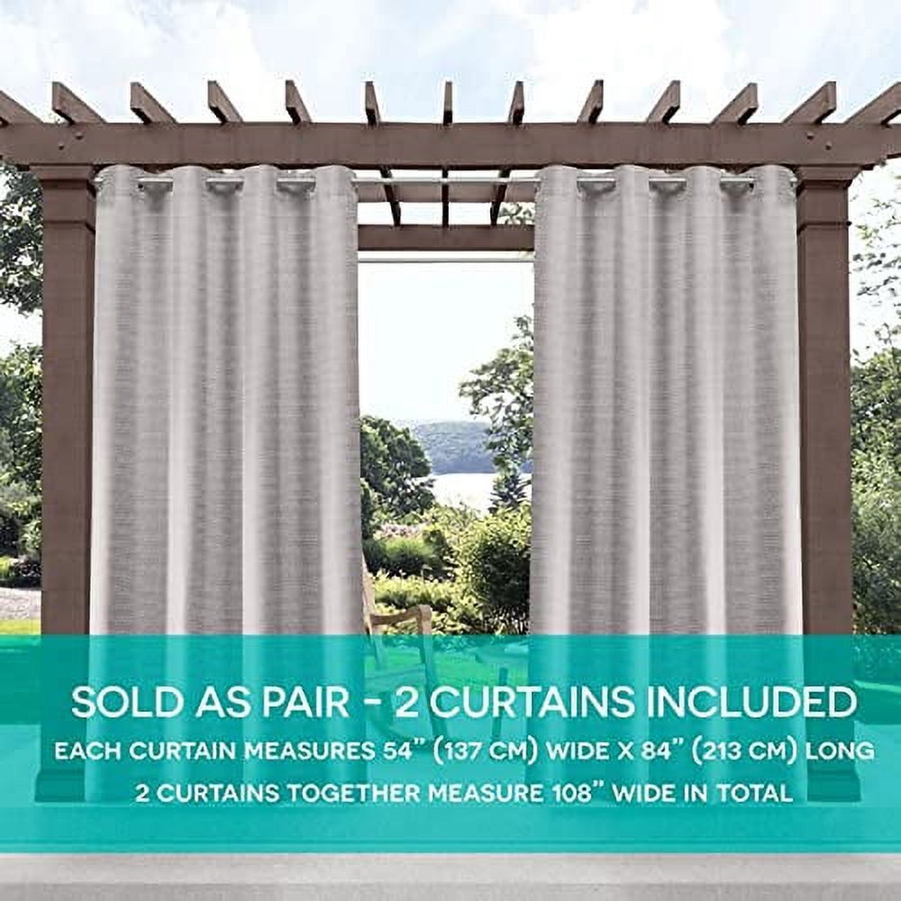 Exclusive Home Curtains Delano Heavyweight Textured Indoor/Outdoor Grommet Top Curtain Panel Pair, 54x120, Silver