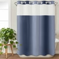 thumbnail image 3 of Navy Blue Ombre No Hook Shower Curtain Waterproof,Bathroom Curtains with Snap in Liners and See Through Top Window,Modern Abstract Art Farmhouse Gradient Hotel Style Bathtub Curtains Shower 60"Wx72"L, 3 of 8