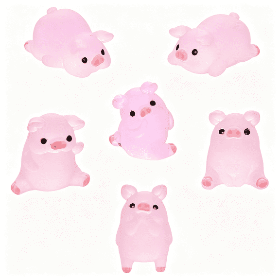 BZCOE 3D Cute Shoe Decoration Charms,6Pcs Glowin the Dark Pink Piggy Shoes Charms for Clogs Girls Boy Woman,Charm for Shoes Bracelet Wristband Party Favor
