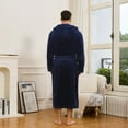 thumbnail image 4 of VULCANODON Mens Robe with Hood,Full Length Plush Robe for Men Soft Bathrobe（NAVY, 2XL/3XL）, 4 of 4