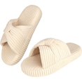 thumbnail image 1 of wonima44 Women's Comfy Memory Foam Corduroy Bow Slip-On Open Toe Bedroom Slides Home Slippers Indoor/Outdoor, 1 of 1
