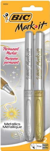 BIC Marking Permanent Marker, Metallic, Fine Point, Assorted Colors, 2-Count