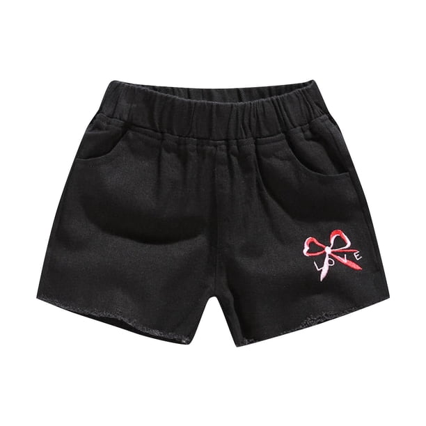 Odeerbi 3-15 Años Niños Niñas Pantalones Cortos de Verano de Algodón Con Bordado de Lazo Pantalones Cortos Sueltos Cómodos Con Pantalones Cortos Casuales