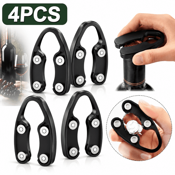 Emlimny 4-Pack Professional Wine Foil Cutter – 4 Stainless Steel Blades, Effortless Remover for Bottle Tops, Wine Opener Accessory Set, Gift for Wine Lovers, Durable & Quick-Cut