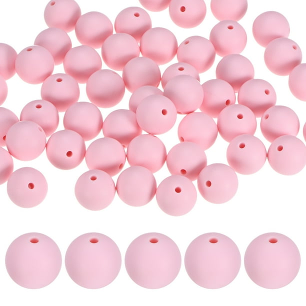50-Pack Cuentas de Silicona 15mm Rosa Púrpura Claro Cuentas Redondas de Goma Sueltas para Manualidades/ Pulsera/ Collar