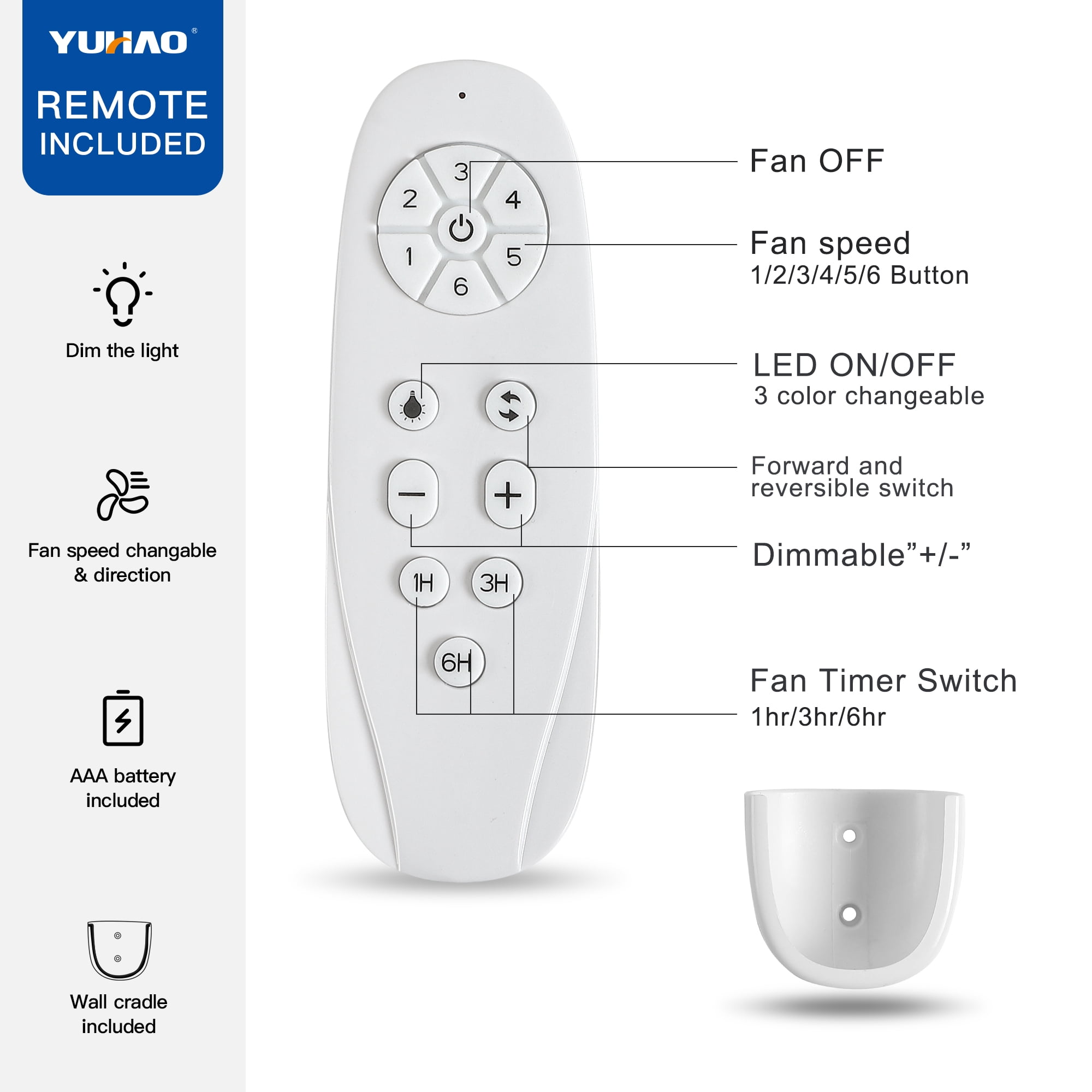 Wellspeed 52 in. Ceiling Fan with Light and Remote, Modern White Fanlight with Solid Wood Blades, for Indoor Outdoor Bedroom Living Room, Dimmable 3 Color Temperature, Memory Function, Quiet Motor