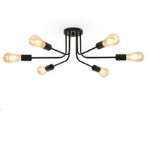 HALIGATE 6 Lights Sputnik Semi Flush Mount Ceiling Light Matte Black Modern Edison Chandelier Industrial Close to Ceiling Light for Farmhouse Dining Room Kitchen Bedroom Living Room Study