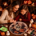 thumbnail image 5 of Halloween Pearl Diamond Painting Kit, DIY Craft Pre-Assembled Metal Chain, Acrylic Round Board with Lace Edge, 3D Mixed-Sized Pearl Beads Craft, Festive Window Wall Decor, 5 of 5