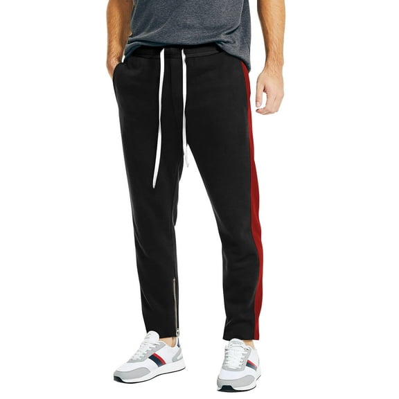 Ma Croix Mens Premium Jersey Track Pants with Ankle Zipper Slim Athletic Fit Sweatpants