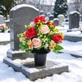 thumbnail image 4 of Lunxisen 1 Pcs Cemetery Memorial Decoration Faux Potted Plant Outdoor Funeral Tribute Grave Decor Sympathy Gift, 4 of 8