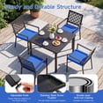 thumbnail image 4 of Vitarpatio 5 Piece Outdoor Patio Dining Set, Metal Outdoor Furniture Set with Square Dining Table and 4 Chairs, All-Weather Patio Table and Chairs Set for 4, Hollow Back Armchairs W/ Cushions, 4 of 10
