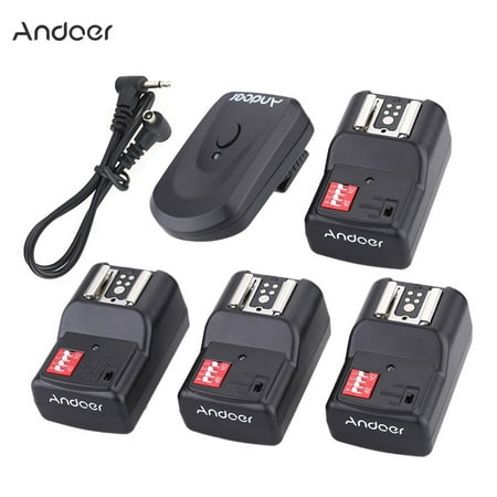 Andoer 16 Channel Wireless Remote Flash Trigger Set 1 Transmitter + 4 Receivers + 1 Sync Cord for Canon Nikon Pentax Olympus Sigma Sunpak Vivitar Neewer YOUNGNUO