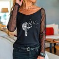 thumbnail image 2 of Camiseta de manga larga con cuello redondo y estampado de malla sólida para mujer Pompotops  gfhjh16357, 2 of 6