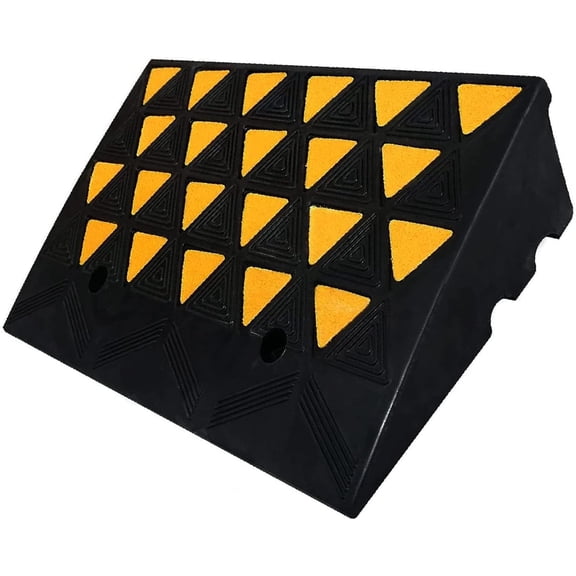 Rubber Curb Ramp 6" inch High 23.6" Length ( Ramp, 1 count), for Driveway Curb Ramp   Loading Dock  Pickup  Threshold Ramp(6 inch Height, Capacity 60000lbs)-1pack