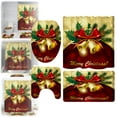 thumbnail image 1 of Décorations de Noël Produits de Salle de Bain Extérieurs Ensemble de Rideau de Douche de Noël 4 Pcs avec Tapis Ensembles de Salle de Bain avec Douche Buse de Douche, 1 of 8