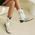 thumbnail image 6 of Mostsola Floral Embroidery Cowboy Boots for Women Snip Square Toe Ankle Boots Pull on Short Booties, 6 of 8