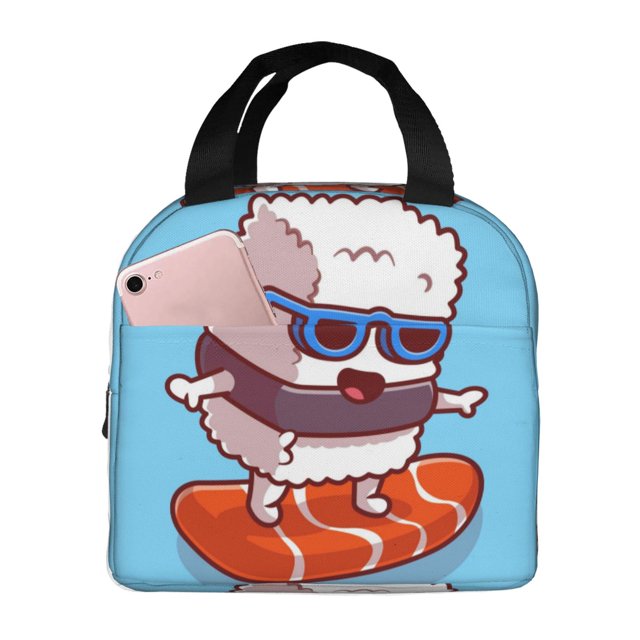 Disketp Sushi Salmon Surfing for Insulated Lunch Bag for Women and Men, Perfect for Work, Hiking, Picnic