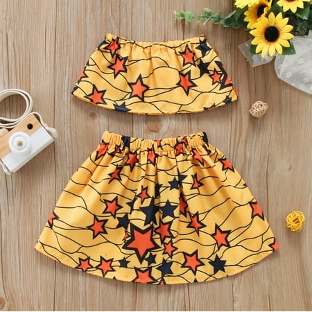 

Hunpta Toddler Kids Baby Girls Summer Clothes African Style Stars Print Vest Tops Dashiki Skirts Ankara Outfits Set