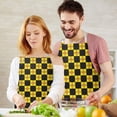 thumbnail image 3 of Yellow and Black Checkerboard Checkered Apron-Garden Aprons for Women with Pockets-Cotton Linen Waterproof Kitchen Cooking Gardening Aprons Adjustable for Kitchen,Cooking,BBQ and Salon 33x27 Inch, 3 of 7