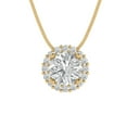 thumbnail image 4 of 1.24 ct round cut halo white sapphire 14k yellow hypoallergenic Solid gold Designer Everyday Affordable Dainty Necklace Pendant + 16" hypoallergenic Solid gold chain, 4 of 7