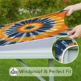 thumbnail image 6 of Orange Blue Tie Dye Mandala Pattern Square Fitted Tablecloth with Elastic Edge,Square Table Cover,Washable Elastic Table Cover for Home Kitchen Party Decor 36"x36", 6 of 6
