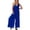 Blue, variant on GILIGEGE Women's Summer Causal Jumpsuits Sleeveless Wide Leg Long Rompers V Neck Strap Loose Baggy Overalls Beach Jumpsuits with Pockets High Waisted Stylish Loose Jumpsuit Vest V Neck Wide Leg