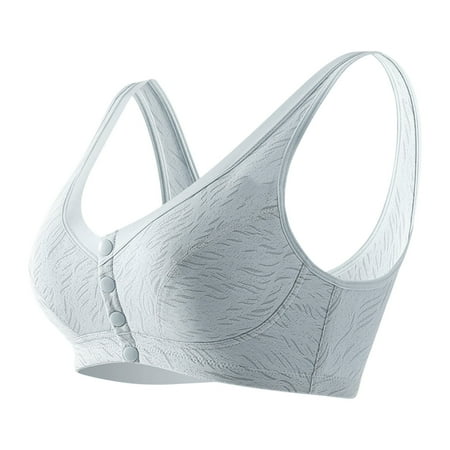 Zshosam Women Sexy Lace Front Button Shaping Cup Shoulder Strap Large Size Underwire Bra(Blue 38)