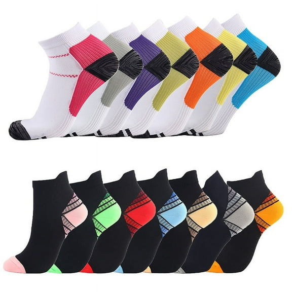 Compression Socks for Unisex Men and Women , Ankle Soft Moisture-Wicking Socks , Athletic Cushioned Low Cut Running Socks for a Secure Fit - 14 Pairs