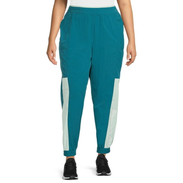 Reebok Women's Plus Size Focus Track Woven Pants with Front Pockets and Back Zipper Pocket