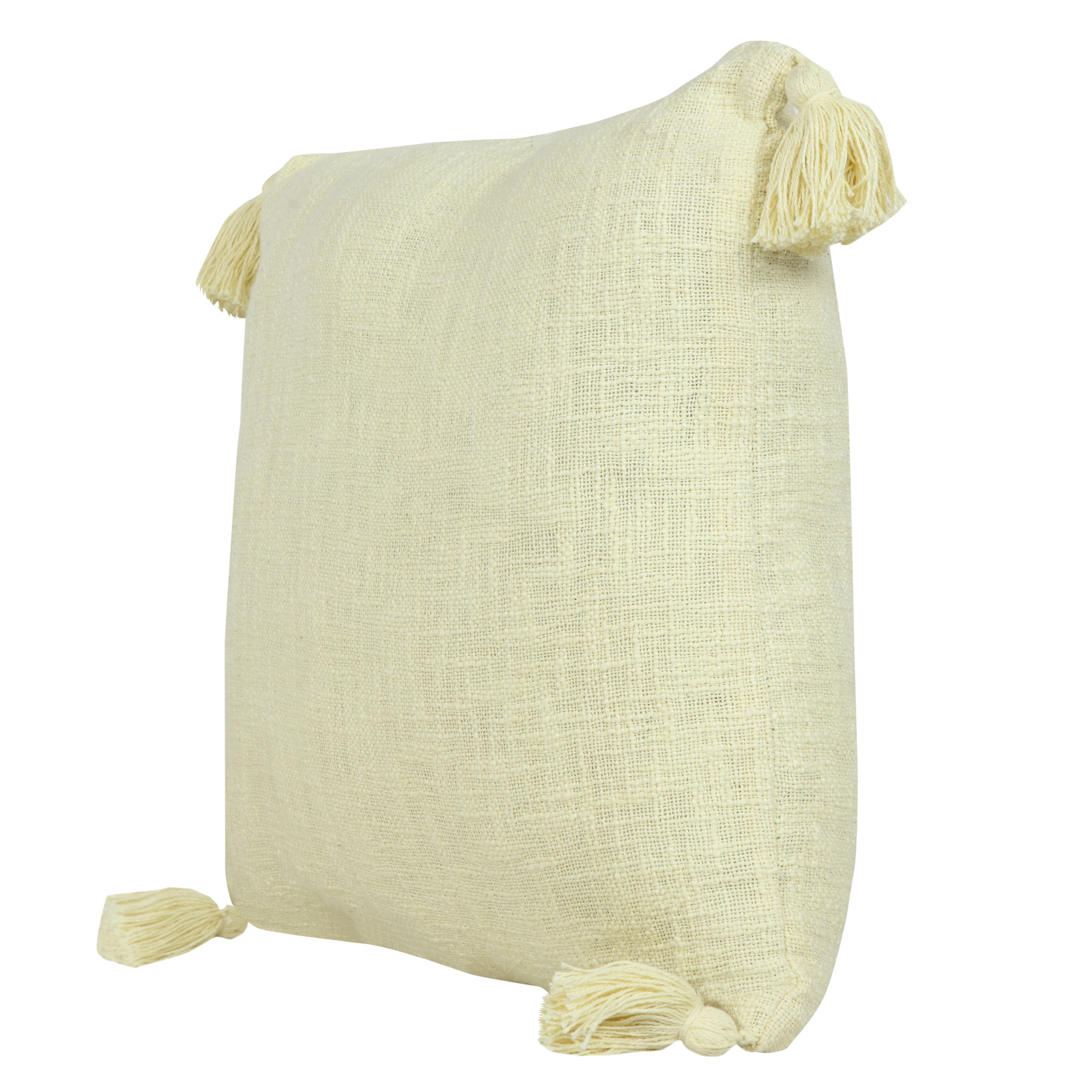 Harlow Hill Hampton 20" x 20" Solid Cotton Adult Decorative Feather Filled Pillow, Light Yellow