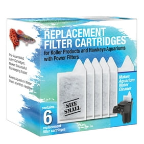 Koller Products Replacement Filter Cartridges - Small, 6-Pack, Fits Hawkeye and Koller Products Aquarium Power Filters