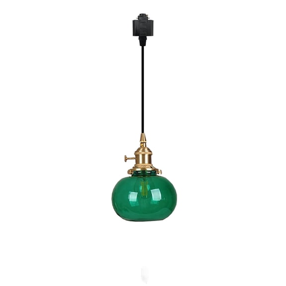 Kiven H-Type Track Lights, E26 Socket Base Creative Personality Glass Pure Copper Partysu Pendant Light,1 Pack - Green(Bulb Not Included)
