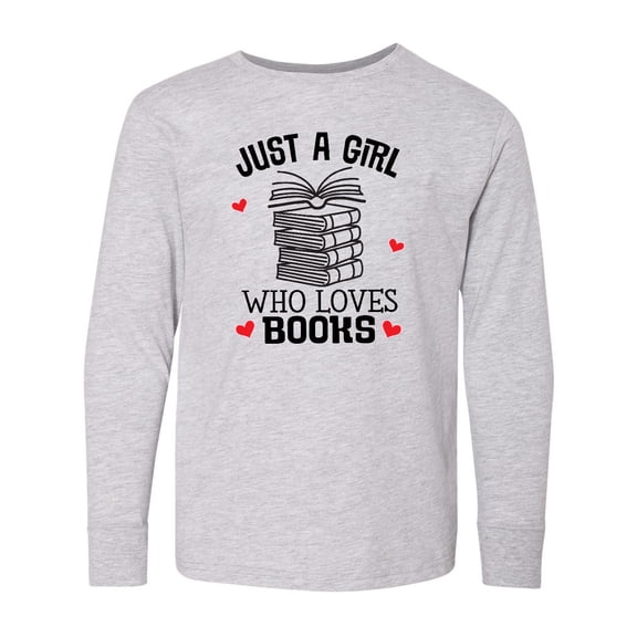 Inktastic Just a Girl Who Loves Books Long Sleeve Youth T-Shirt