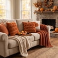 thumbnail image 2 of Sm:)e Pumpkin Plush Faux Fur Jacquard Fall Throw Pillow Cover 20x20 Inch, Set of 2, Silky Soft Seasonal Cushion Case for Sofa Couch Caramel, 2 of 7