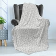 thumbnail image 4 of Floral Soft Flannel Fleece Throw Blanket, Simplistic Tropic Flowers in Vintage Style Repeating Pattern, Cozy Plush for Indoor and Outdoor Use, 60" x 80", Pale Taupe Magenta, by Ambesonne, 4 of 5