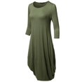 thumbnail image 3 of Women's Casual 3/4 Sleeve Bubble Midi Dress with Pocket Made in USA, 3 of 4